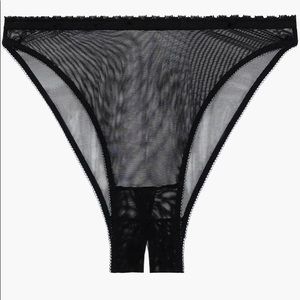Mesh crotchless high leg bikini